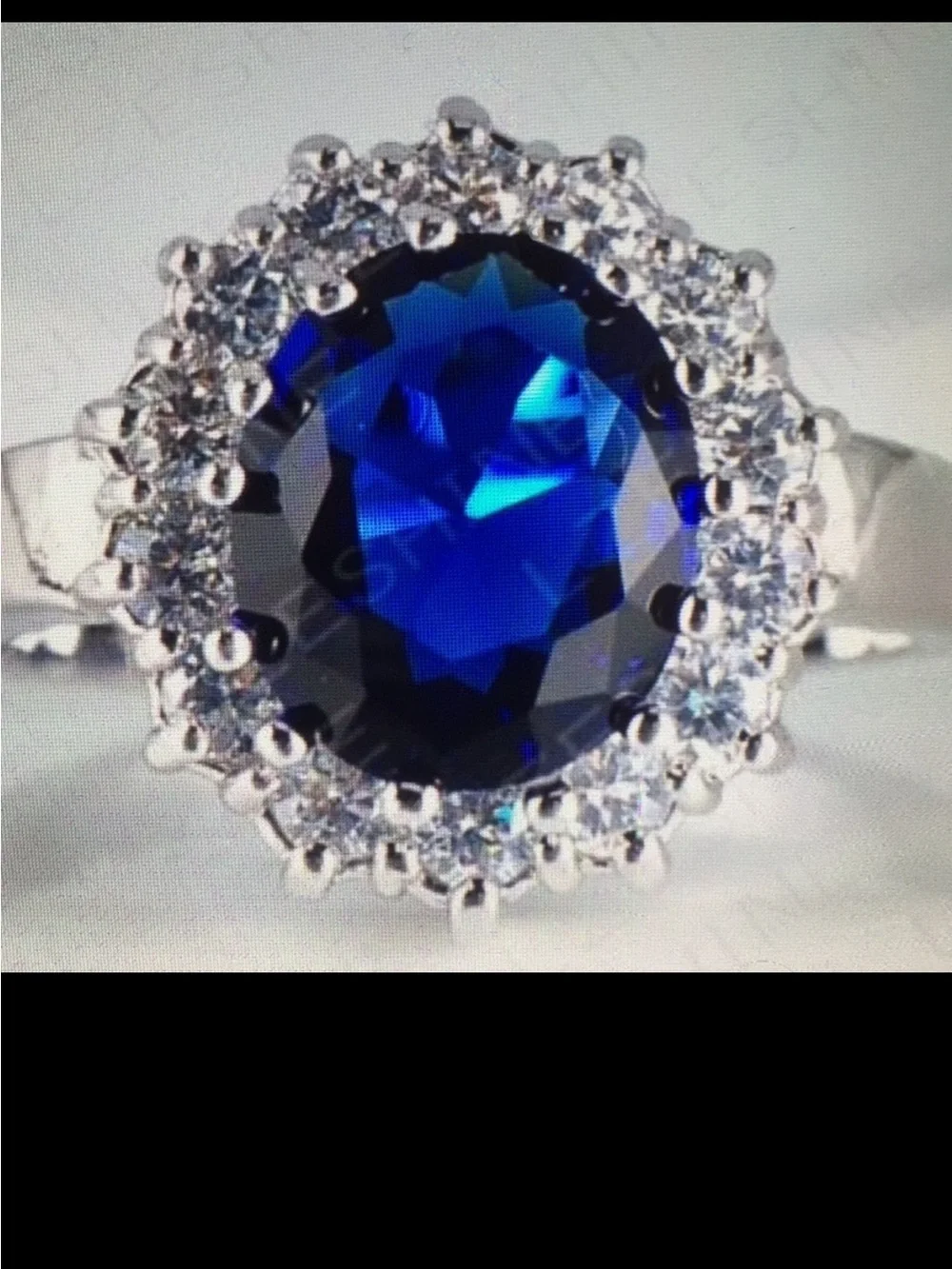 Blue Oval Halo Ring for Women - Classic Sparkle